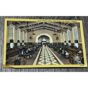 Vintage Postcard Waiting Room Union Station Los Angeles California